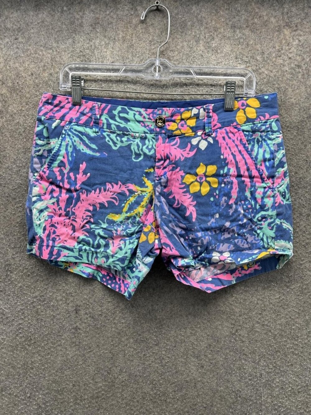 Lilly Pulitzer Shorts Womens 4 Multicolor Callahan Chino Tropical Floral Summer